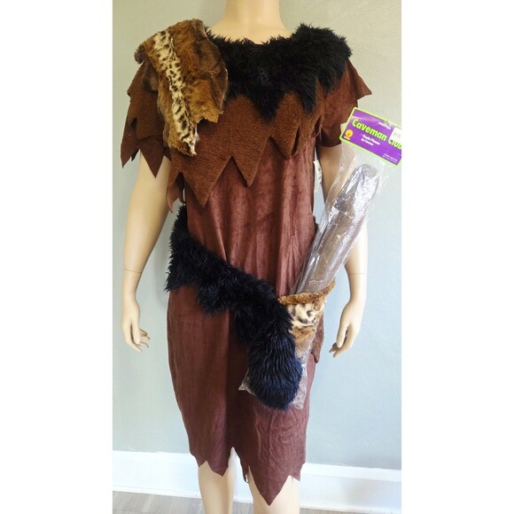 Caveman Costume Unisex Adult OS Halloween Outfit Faux Fur Rubies Club Tags Kmart - Picture 2 of 16